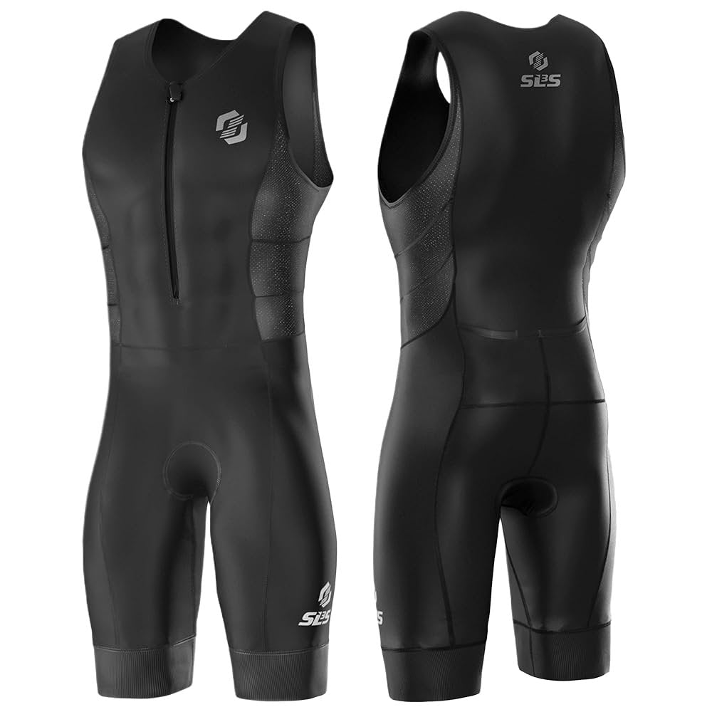 Triathlon Suits Mens - Durable Sleeveless Tri Suit Men Triathlon Suit - Lightweight Trisuit with 2 Pockets for Storage
