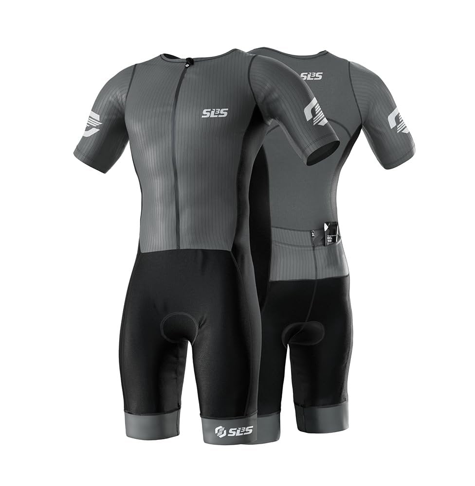 Triathlon Suits Mens Elite Aero Tri Suit Men - Trisuit Triathlon - Full Zip, Aero Sleeves, Internal and Rear Pockets
