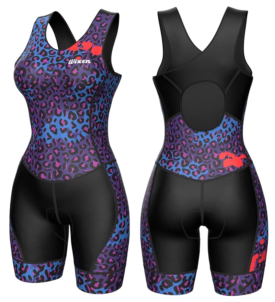 Women's Triathlon Tri-Suit, Blue, Sleeveless, Racerback, Bodysuit, Solid, Quick-Drying