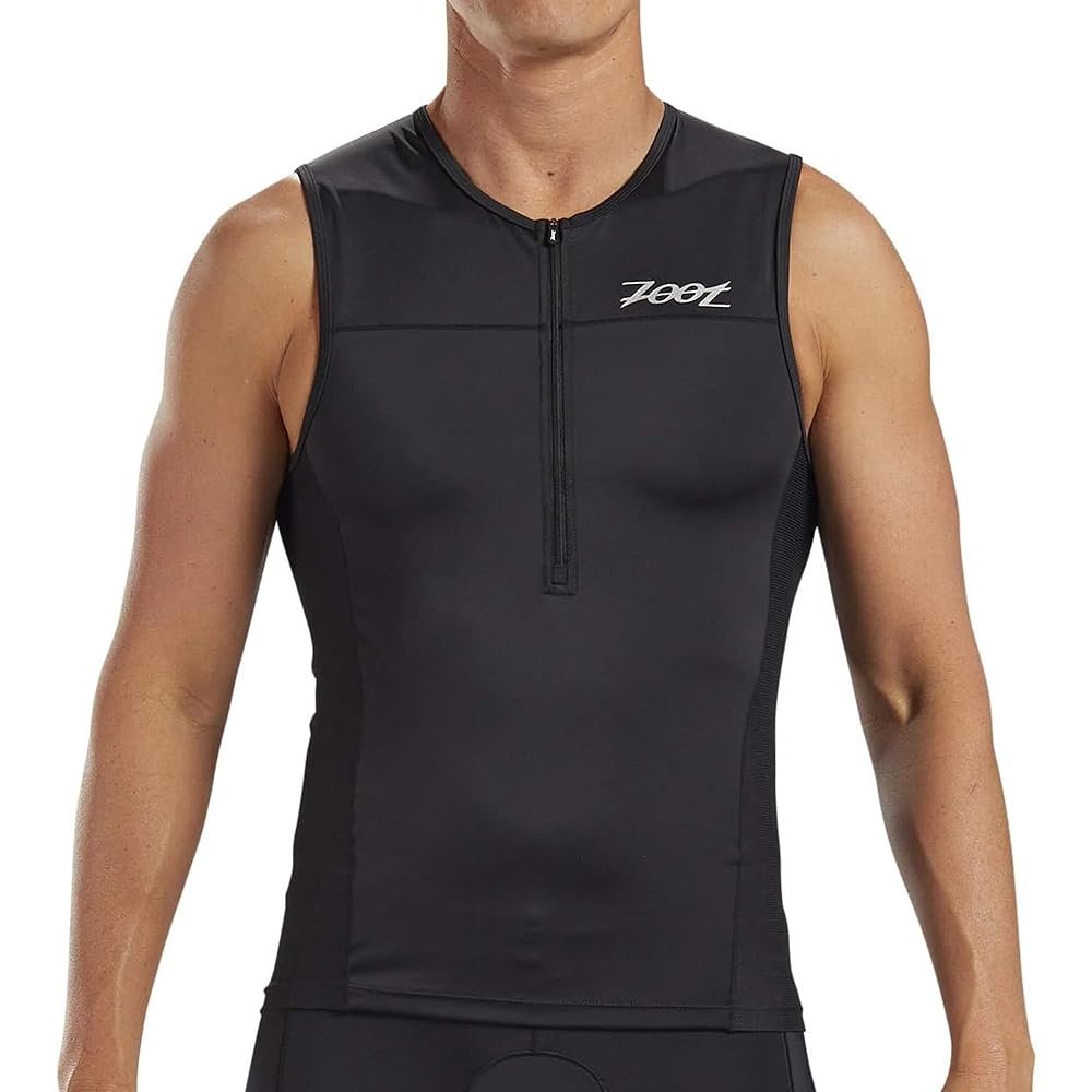 Zoot Men’s Core Tri Tank, Performance Triathlon Race Tank Top, UPF 50+ Fabric, Rear Pockets, Mesh Panels, & Cam Lock Zipper