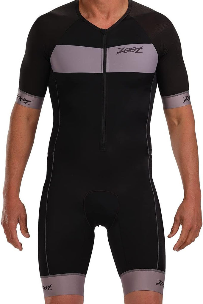 Zoot Menâ€™s Core Tri Aero Racesuit, Short Sleeve Tri Suit, Swim Bike Run Chamois Pad, Pockets, UPF 50+ Quick Dry Fabric